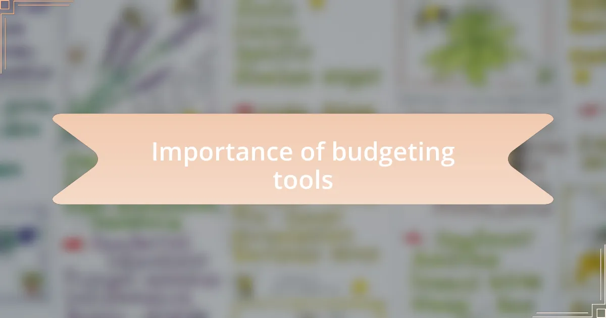 Importance of budgeting tools