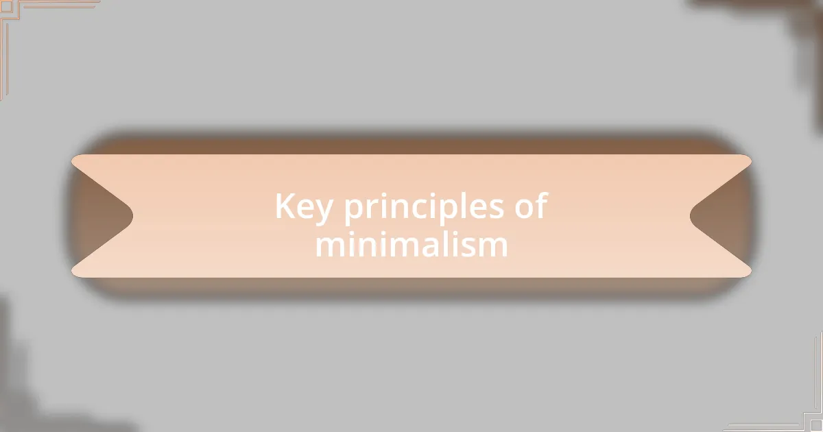 Key principles of minimalism