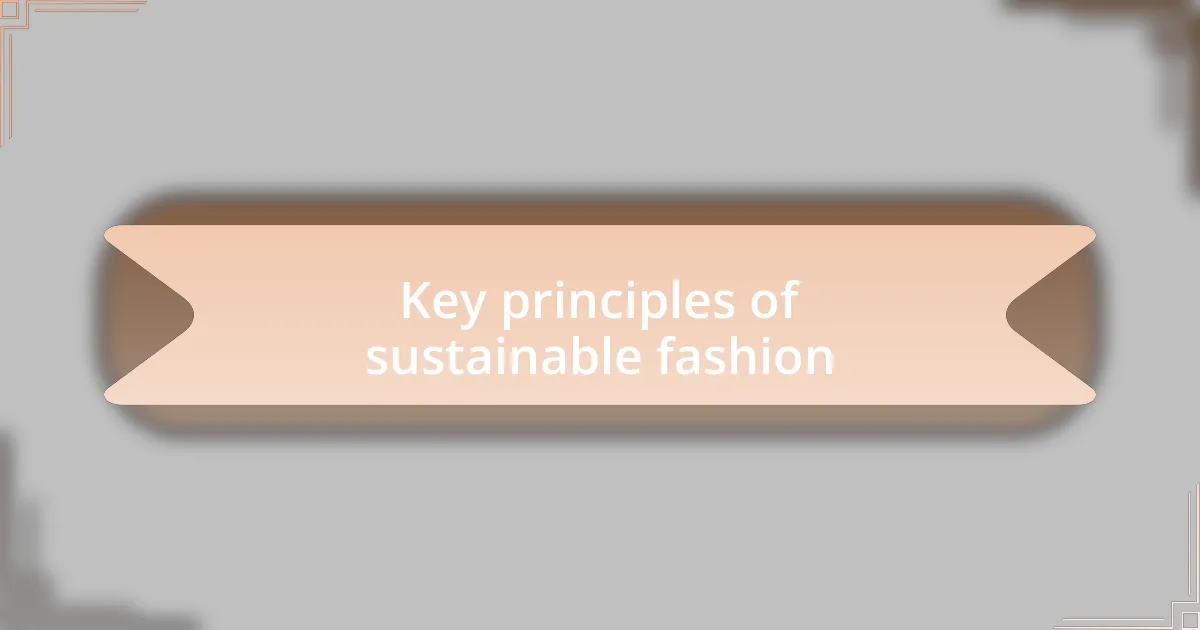Key principles of sustainable fashion