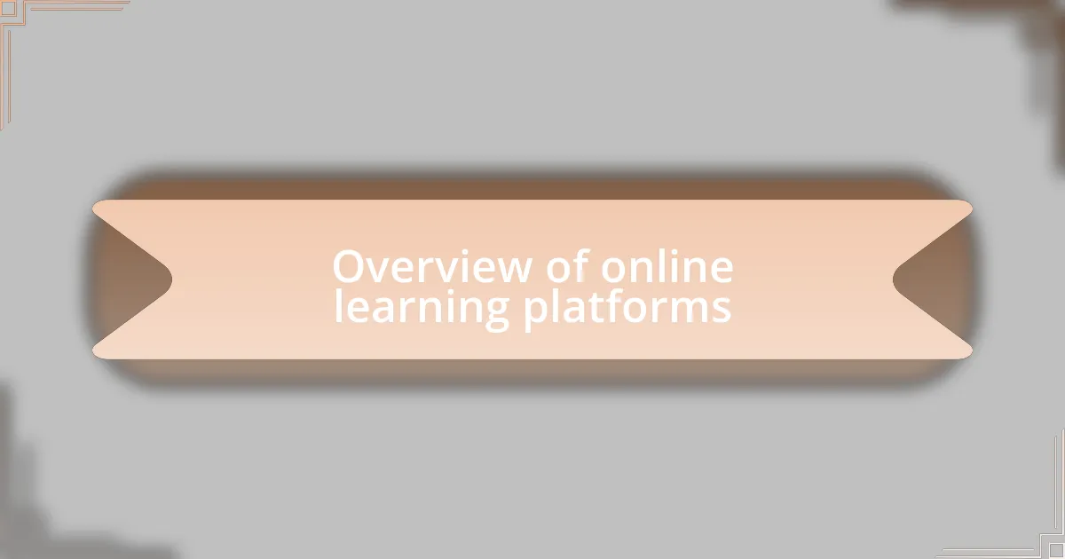 Overview of online learning platforms