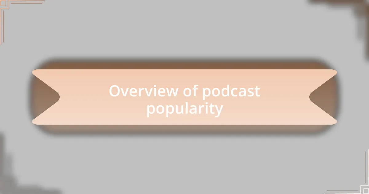 Overview of podcast popularity