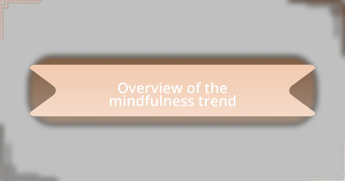 Overview of the mindfulness trend