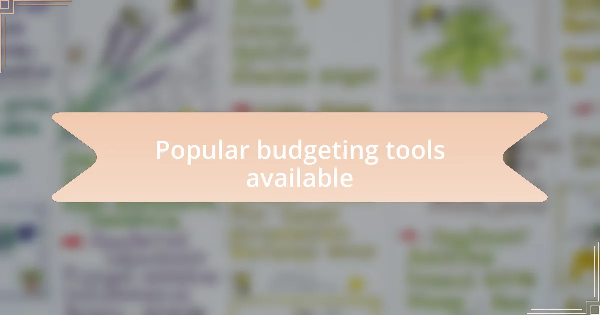 Popular budgeting tools available
