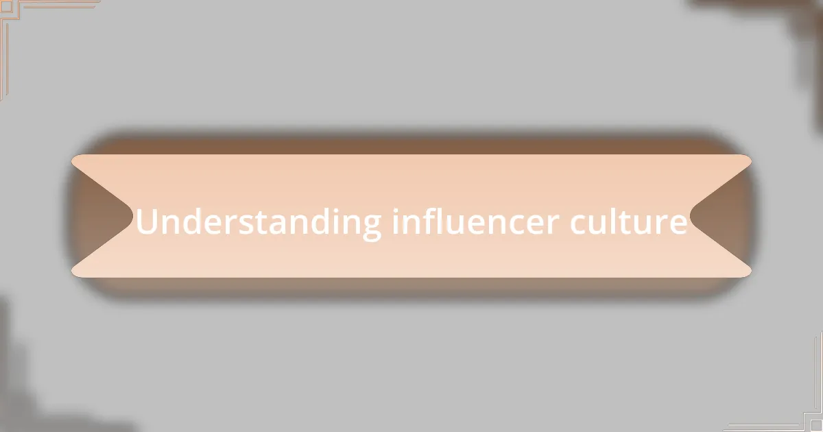 Understanding influencer culture