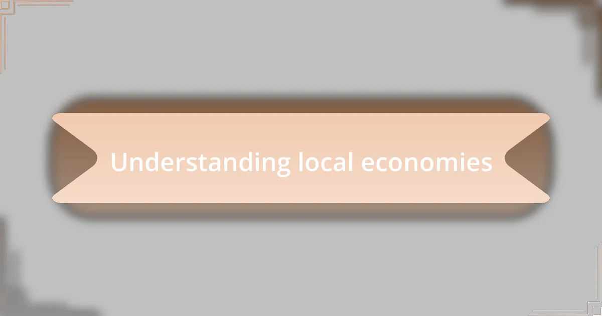 Understanding local economies